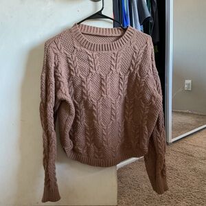 Women's Cable Knit Sweater - Brown